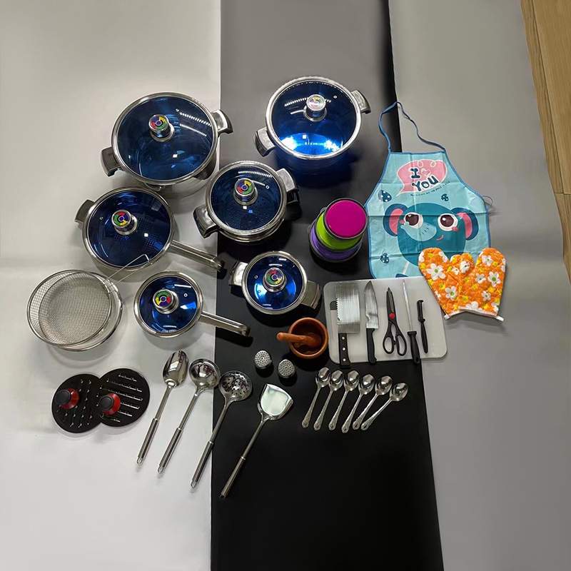 50PCS不锈钢锅具套装70PCS复底汤锅煎锅炊具组合德国锅具