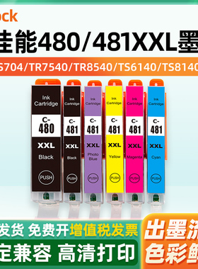适用佳能480墨盒Canon TR7540 TR8540 TS6140 TS8140 TS9140 TS704 TS9540/TS9541C打印机PGI480  CLI481墨水