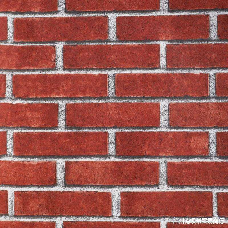 新中式美式复古仿红砖墙纸 LOFT风格做旧砖头墙纸 深红色土红色砖