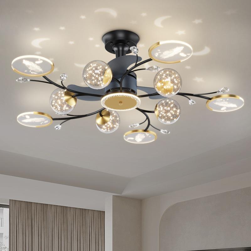 客厅风扇灯2023年新款轻奢吊扇灯北欧创意星空顶灯具组合全屋套餐