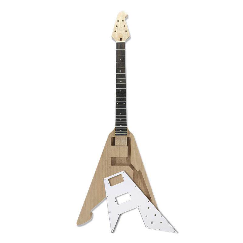 电吉他三角套装电吉他半成品配件22品24.5寸琴颈大三角琴体桃花芯