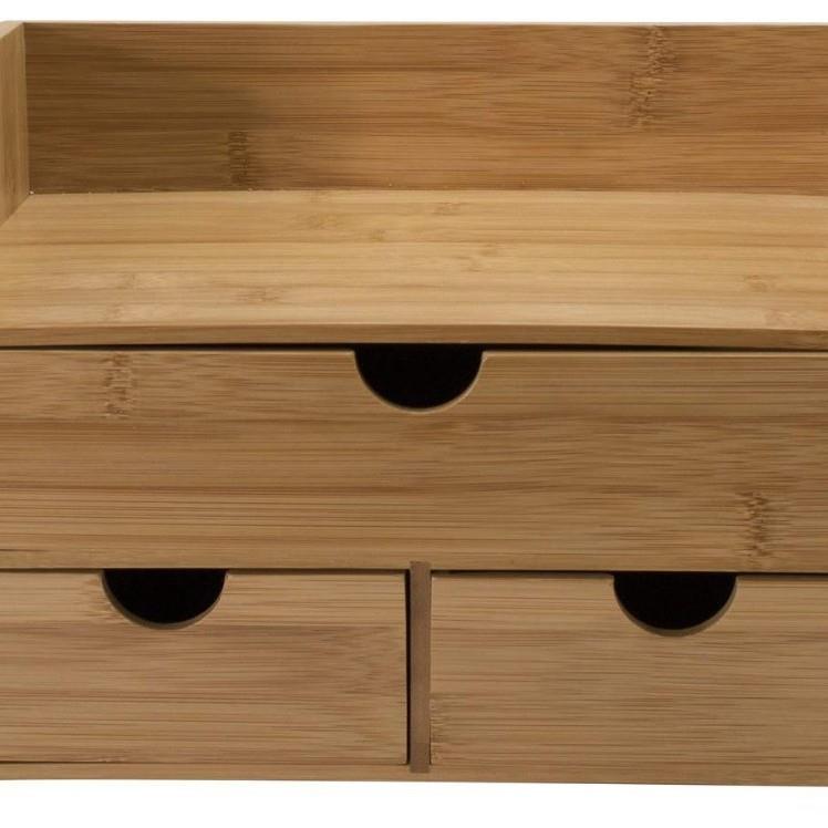 桌上书架置物架实木竹简易简约现代小型电脑办公学生伸缩抽屉书架