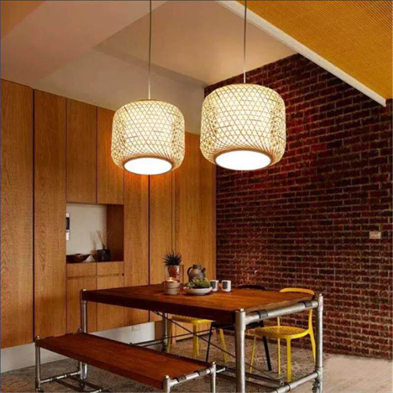 宁武县静乐县现代简约田园风格餐厅竹艺吊灯餐厅客厅竹灯笼小吊灯