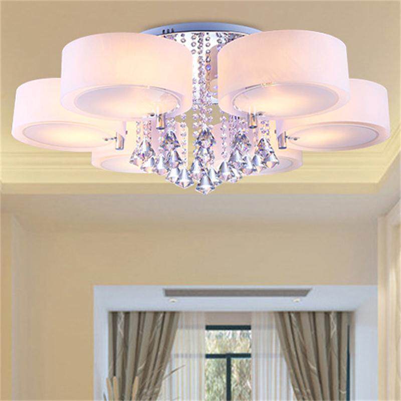 客厅卧室灯吸顶灯简约现代大气温馨浪漫变色LED餐吊灯圆形水晶灯