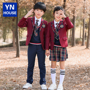 幼儿园g园服三件套学院英伦风校服儿童班服小学生套装 春秋款 毕业