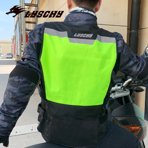 雷翅摩托车骑行马甲反光衣安全背心男女带护具机车马夹摩旅装备大
