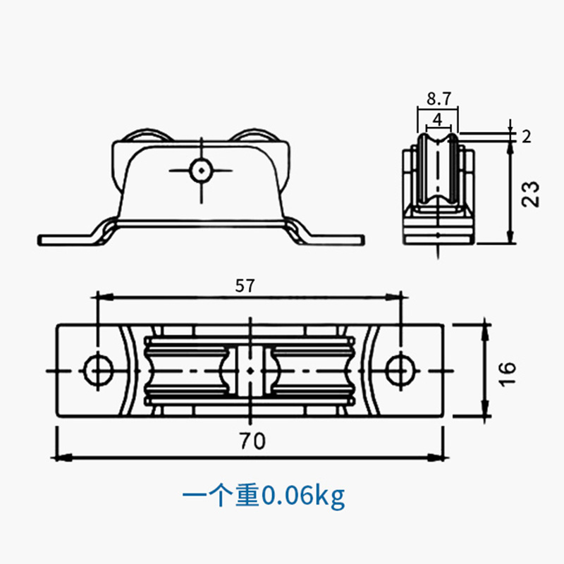 塑钢门窗滑轮不锈钢实心双铜轮无底框加高凹槽轮子推拉移门轮滚轮