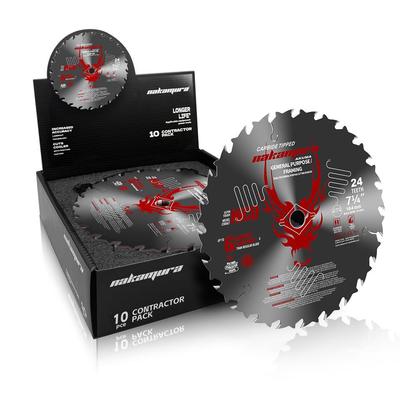 中村7 1/4英寸硬质合金AKUMA系列TCT10pcs木材切割184mm圆锯片24T