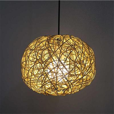 宣汉县工程中式风格藤艺麻线竹编吊灯亚泰式实木藤木竹编吊灯