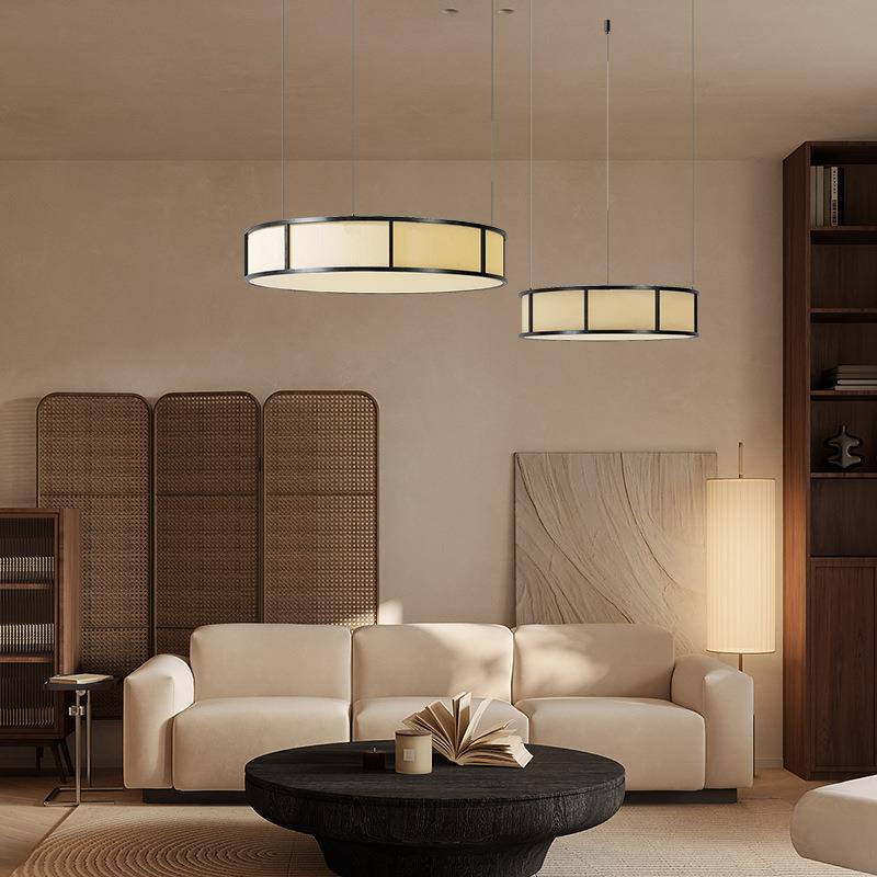 圆形极简客厅卧室布艺吊灯现代设计师别墅展厅样板房客厅灯具