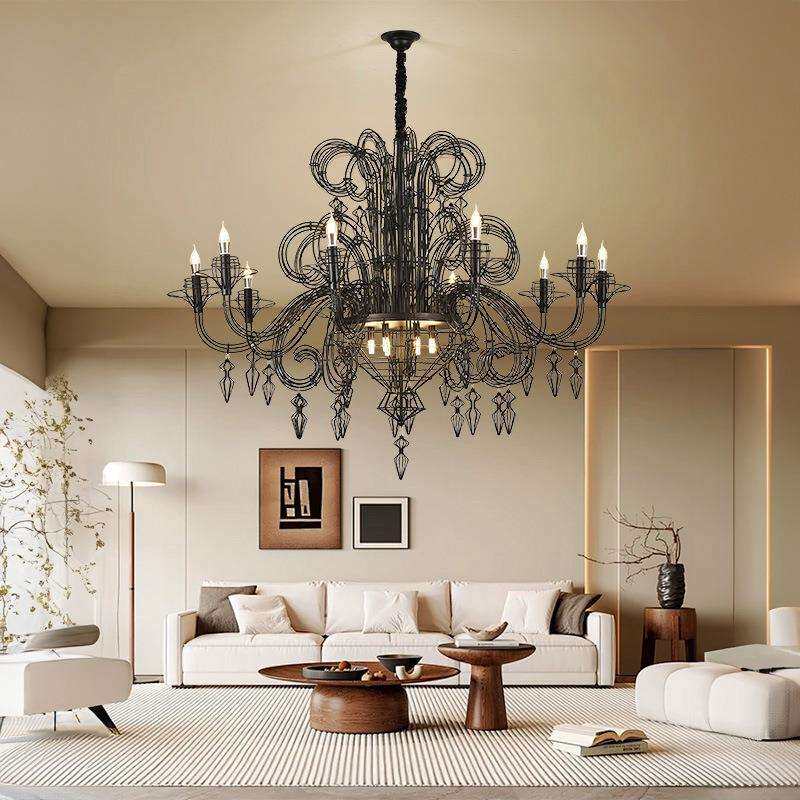 巴洛克法式赫本复古客厅吊灯创意设计师别墅楼梯挑空铁艺术装饰灯