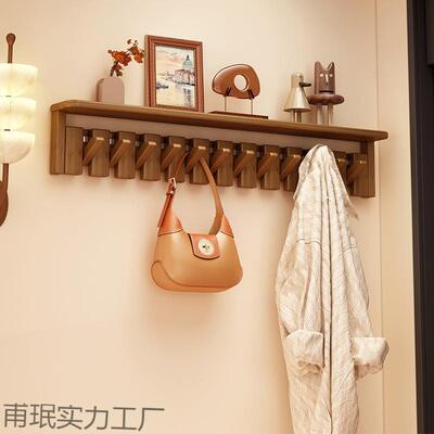 挂衣架入户门墙上壁挂带板打孔上墙卧室创意玄关实木钢琴键挂衣钩