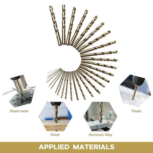 115pcs全磨烤手钻黄钻M35 /135°双后角工业级麻花钻头铁盒装