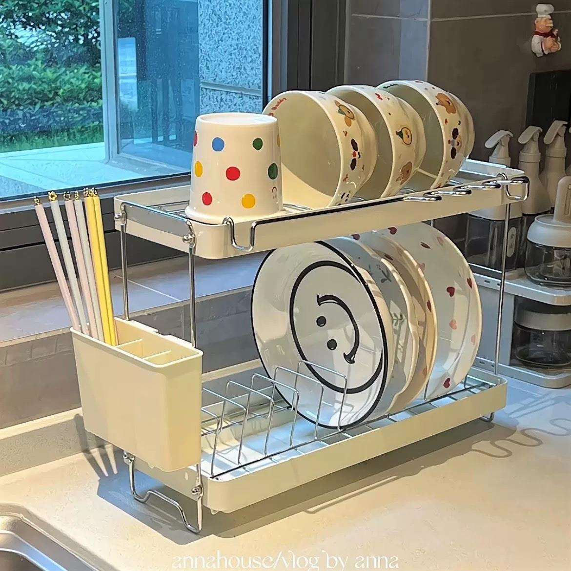 厨房水槽置物架碗碟碗盘收纳架沥水架家用多功能放碗筷收纳盒碗柜