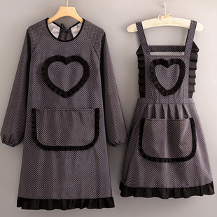 韩版围裙女家用厨房做饭罩衣2025新款网红长袖秋冬防水防油小个子