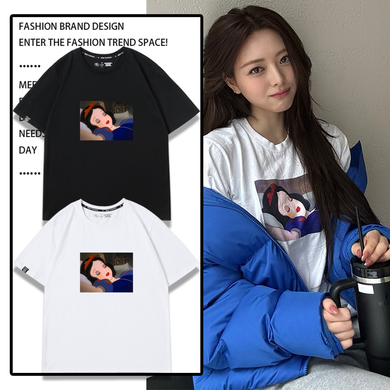 yuna申有娜itzy同款短袖T恤女2025年夏季新款纯棉上衣服百搭半袖