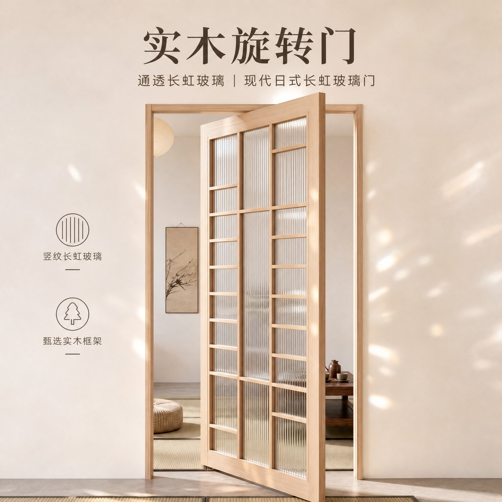 日式推拉门360度天地轴旋转门定制实木中轴卧室悬浮门偏轴酒店
