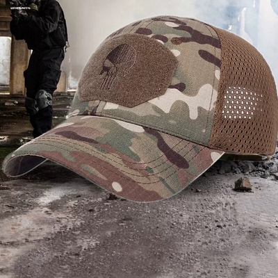 Skull Military Mesh Baseball Cap 迷彩贴布骷髅头刺绣棒球帽