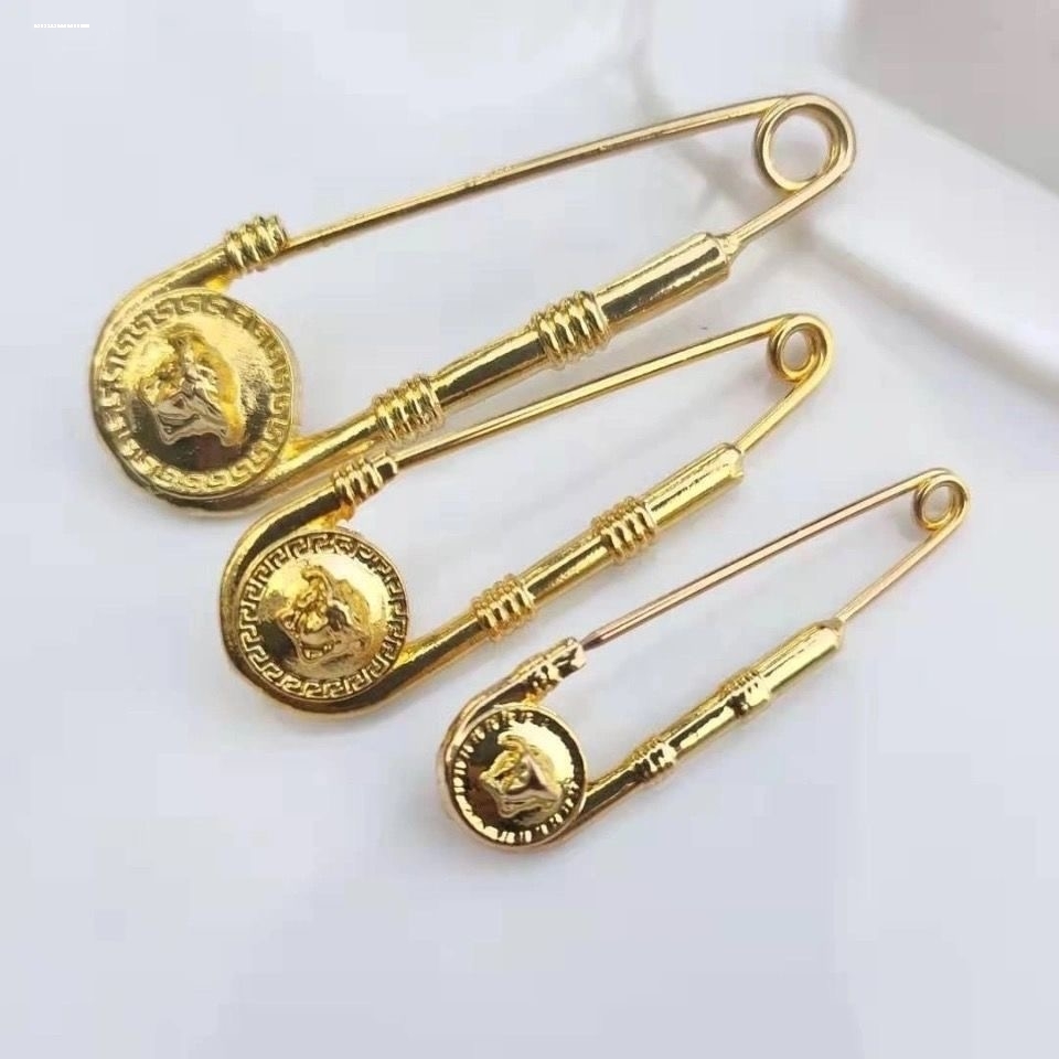 欧美复古人头美狮子胸针别针黄铜做旧回纹西装毛衣