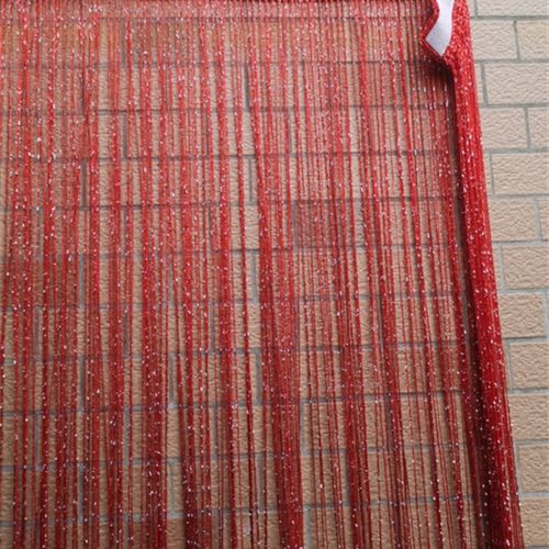 魔术贴加密大红银丝门帘自粘成品流苏线帘客厅卧室装饰隔断帘窗帘