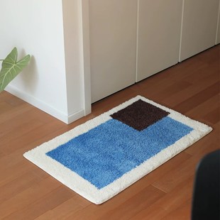 中古风氛围感植绒地毯小众插画脚垫浴室防滑吸水门垫房间装 饰垫