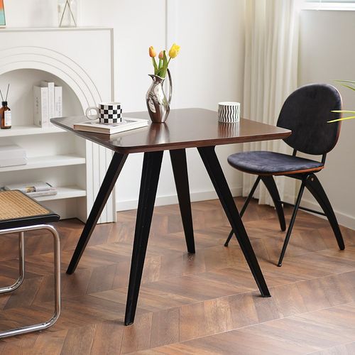 北欧实木餐桌小户型家用圆桌餐厅饭桌咖啡厅复古休闲接待洽谈桌子