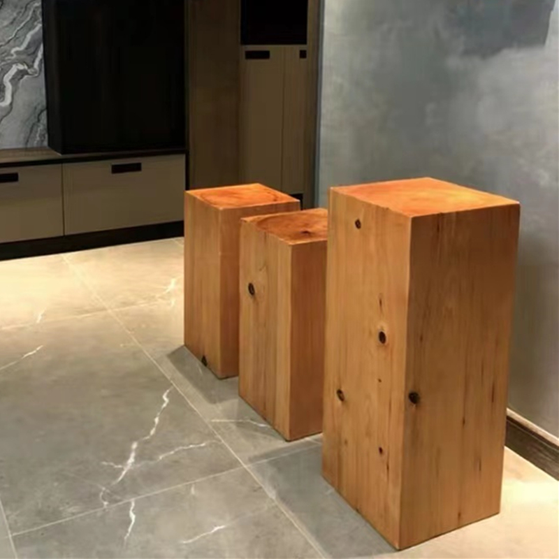 北欧实木民宿树墩侘寂风原木边几创意置物床头凳酒店沙发角几花架