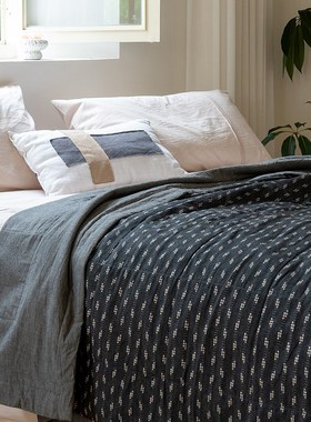 拾遗夏被 Refresh芮夫 纯棉提花夏凉被中性风黑色夏季可机洗水洗