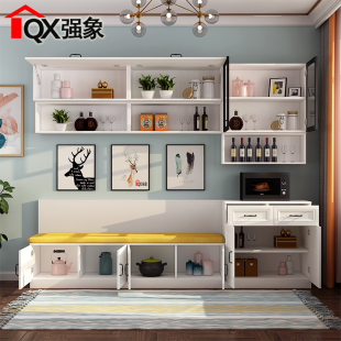 强象简约餐厅卡座餐边柜餐桌组合家用小户型靠墙酒柜储物柜G-232