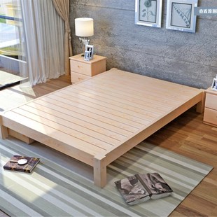 实木榻榻米牀松木单人双人牀1.2米1.35实木牀1米无牀头简易牀架