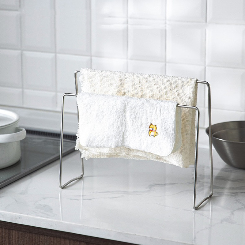 304不锈钢厨房沥水抹布架卫生间台面窄边毛巾架水槽洗碗布收纳架