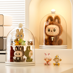 可旋转盲盒手办收纳盒泡泡马特公仔娃娃透明防尘盒子拉布布展示架