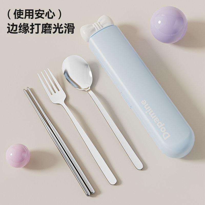 便携式筷子勺子套装可爱外带上班族学生旅行单人装筷勺收纳餐具盒