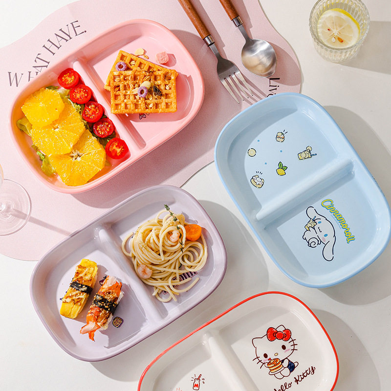 三丽鸥玉桂狗儿童分格餐盘家用可爱早餐盘卡通陶瓷盘子一人食餐具