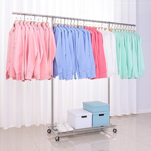 不锈钢单杆式晾衣架落地凉衣服架子家用伸缩室内阳台晒被子神器