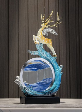 风生水起摆件轻者高档流沙画客厅电视柜酒柜招财创意沙漏家居装饰