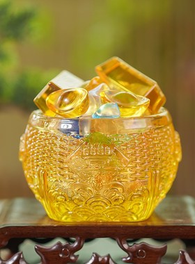 人造水晶五谷丰登聚宝盆s摆件家用客厅米缸装饰品乔迁开业长辈送