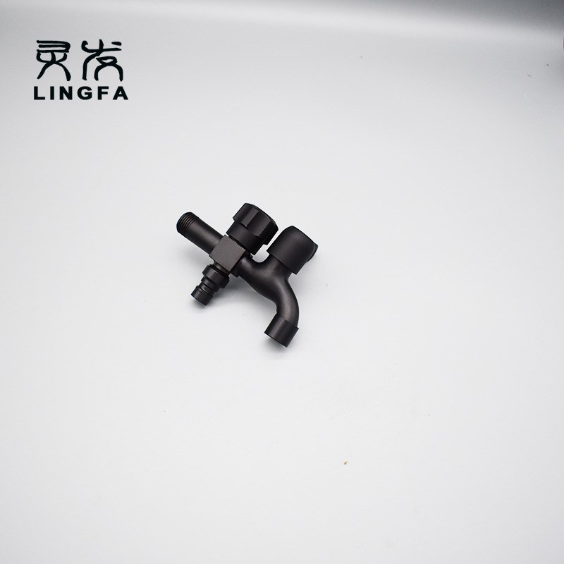 黑色双用多功能洗衣机 水x嘴水龙头 双用一进二出三通拖把池