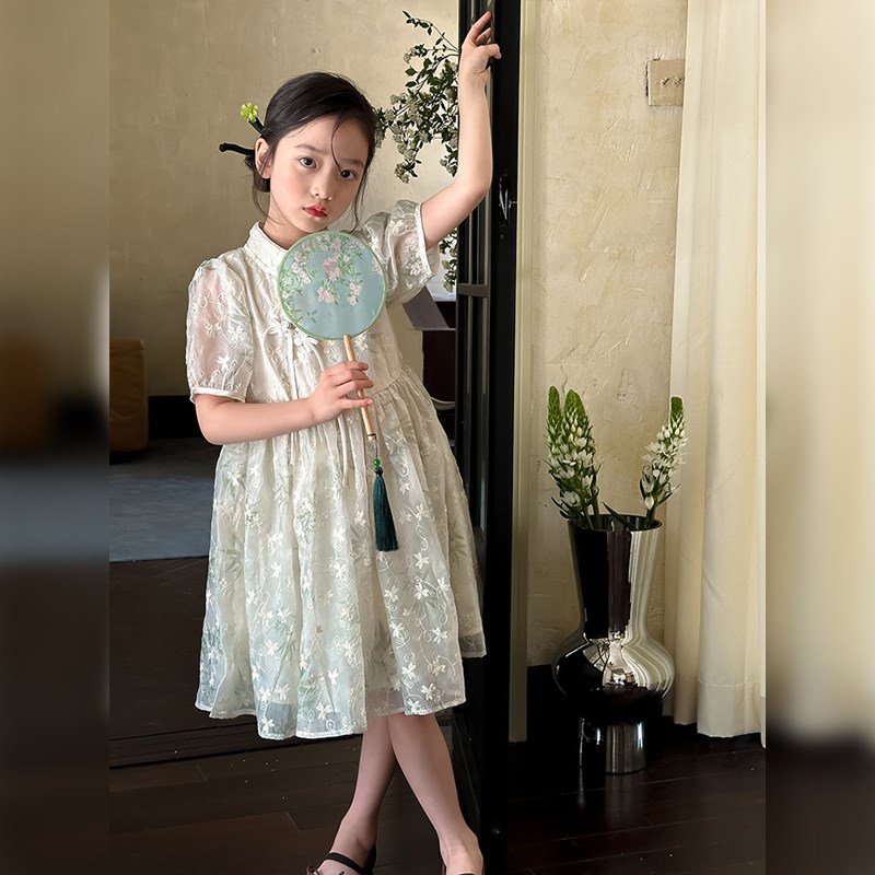 女童夏季旗袍连衣裙2025新款儿童国风中式汉服裙子夏装女孩公主裙