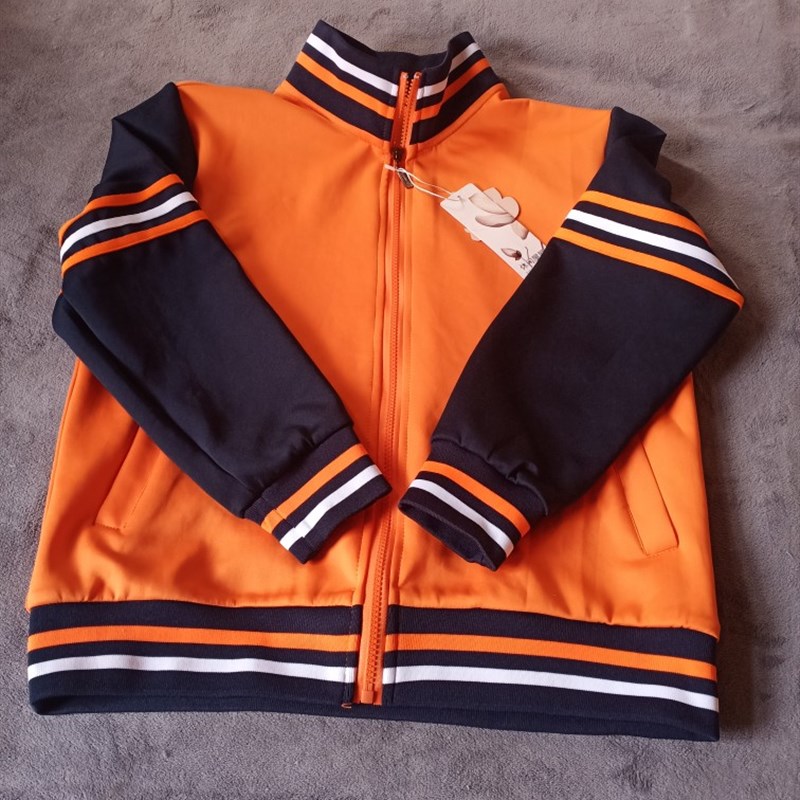 中小学生校服外套裤子套装休闲运动服卫衣橘红色拼接藏蓝色