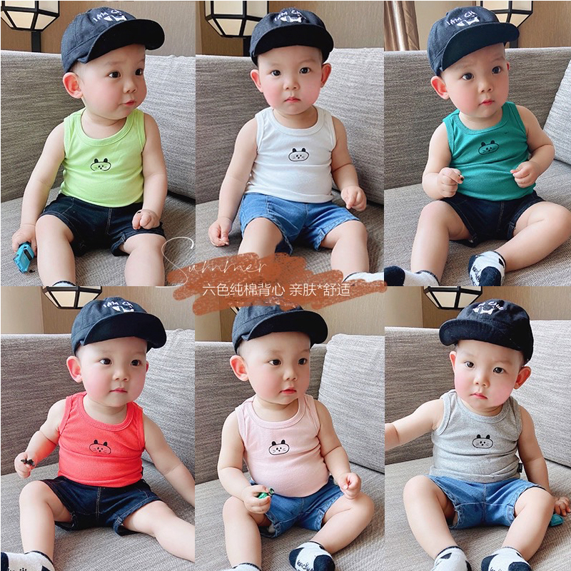 婴儿小背心夏季薄款男纯棉马甲夏天儿童夏装糖果色外穿Z女宝宝吊