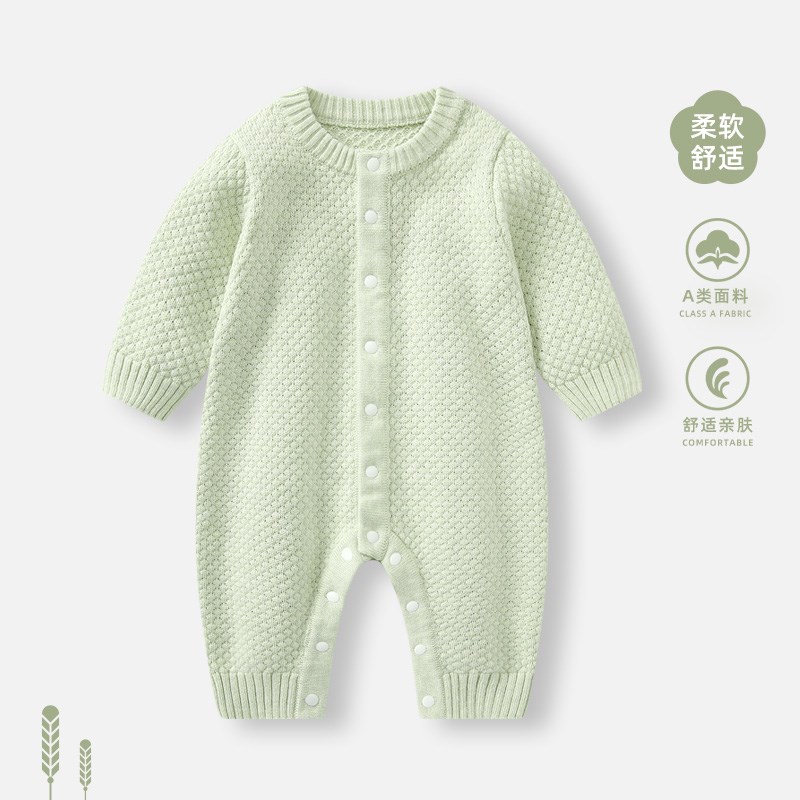 婴儿衣服春装新生女宝宝春季连体衣幼儿洋气套装春秋款毛衣外出服