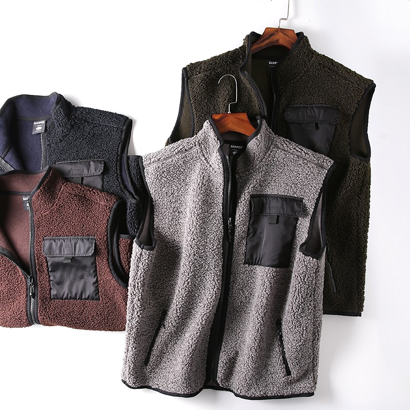 出日单!高密度颗粒绒!春秋男士蓄热保暖摇粒绒立领时尚马甲背心