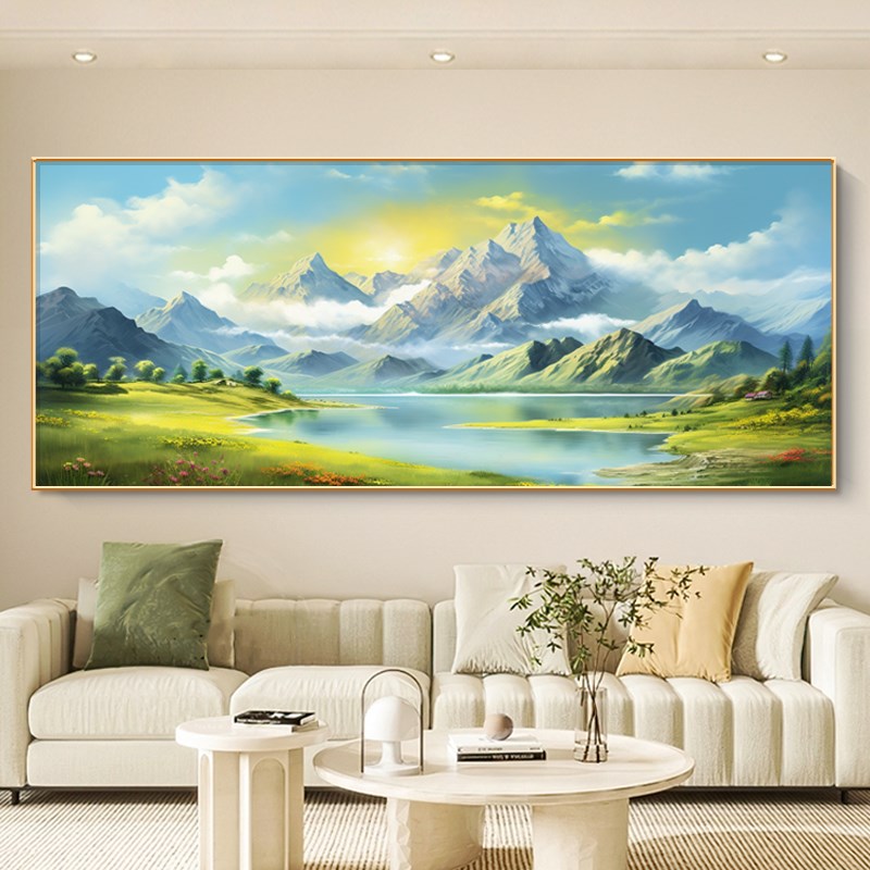 背有靠山图客厅装饰画大幅横版沙发背景墙壁挂画简约W大气风景油