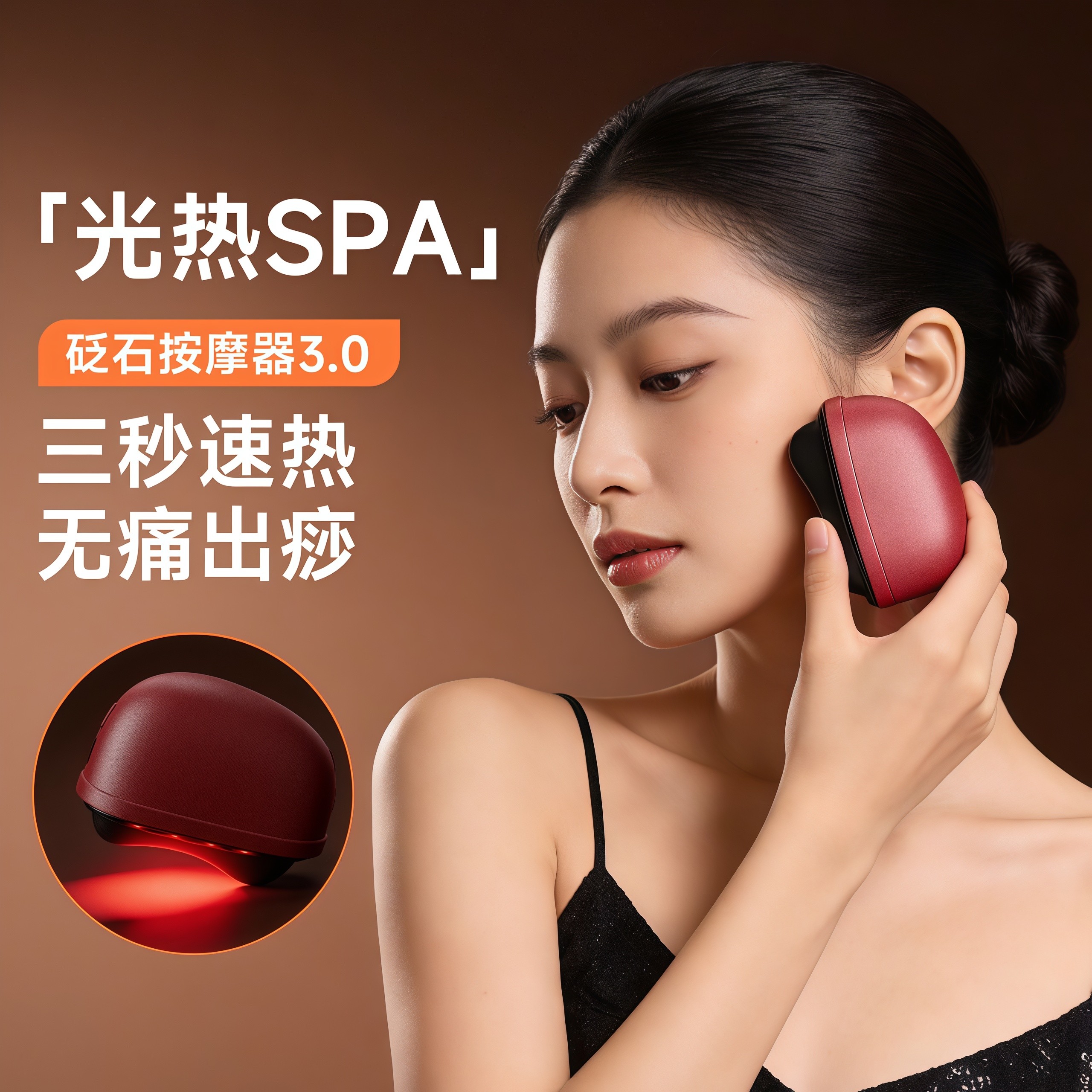 电动砭石刮痧仪脸部按摩器 眼部美容经络刷全身通用