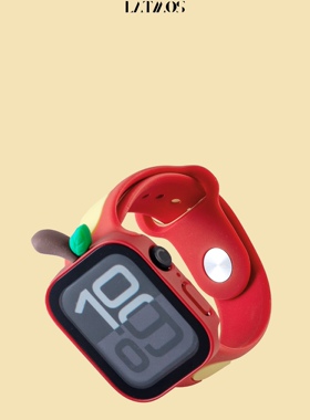 【兮茵】红苹果形态表带表盘保护壳适用于apple watch表带保护壳红色新款
