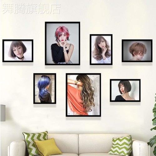 理发店墙面装饰挂画发廊美发图墙画发型图片美发店壁画网红背景墙