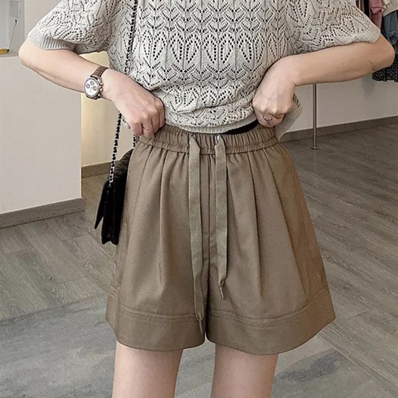大码梨型身材高腰抽绳西装短裤z女夏季胖妹妹mm宽松显瘦阔腿五分