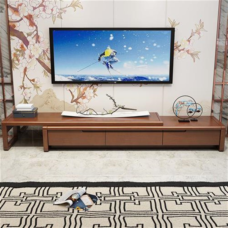 奴小实木电视风客厅中式现代简约茶几组合柜大柜户型橡木家具伸缩