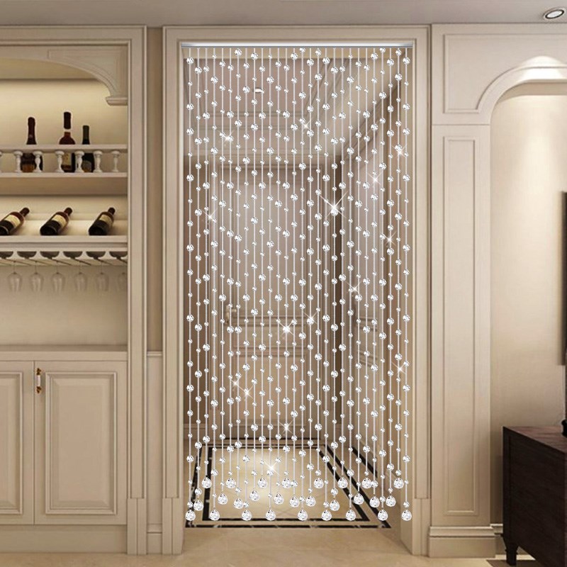 水晶珠帘隔断帘客厅玄关门帘过道装饰家用屏风帘子珠链窗帘免打孔